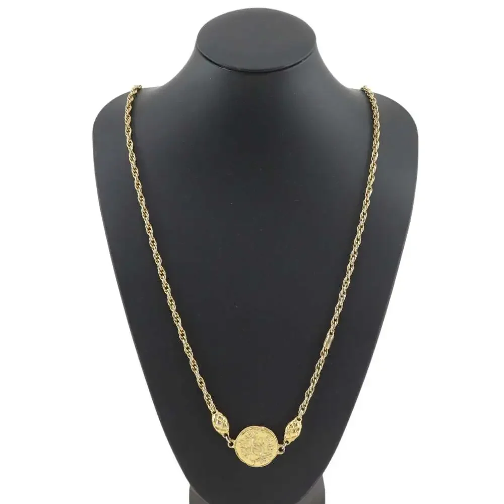 Chanel Cc Logo Pendant Necklace Metal #266430C10B